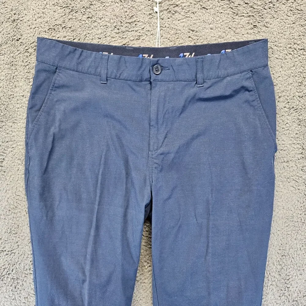 1764 Golf Pants Men Size 36x32 Blue Straight Leg Performance Chino Elastic Waist